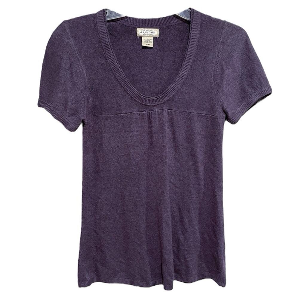Y2K Babydoll Arizona Knit Sweater Top Size Medium Purple Fitted Preppy